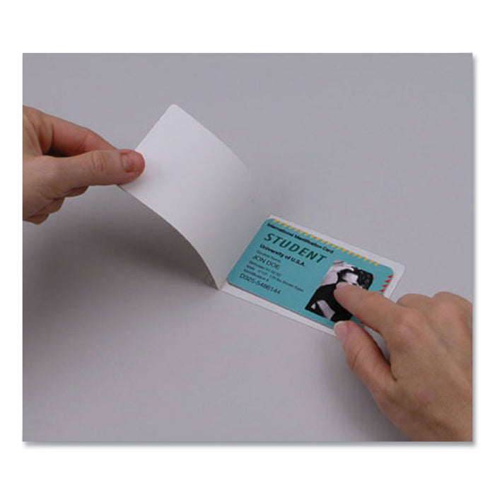 Self-Adhesive Laminating Pouches, 5 mil, 3.88" x 2.38", Gloss Clear, 5/Pack