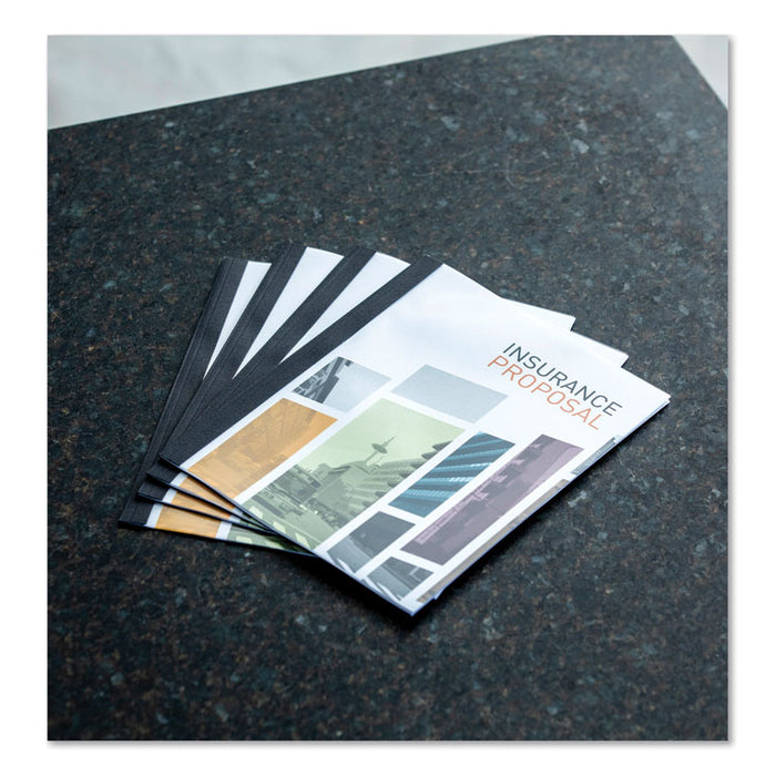 Thermal Binding System Presentation Covers, 30-Sheet Capacity, Plastic, Square Corners, 11 x 8.5, Clear/Matte Black, 10/Pack