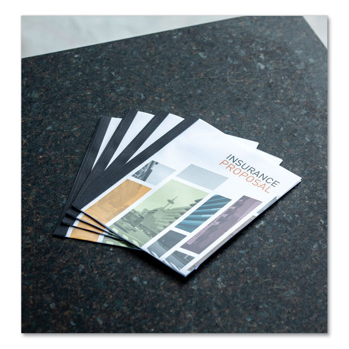 Thermal Binding System Presentation Covers, 240-Sheet Capacity, Plastic, Square Corners, 11 x 8.5, Clear/Matte Black, 10/Pack