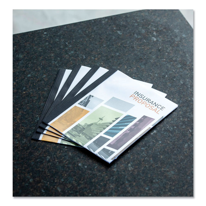 Thermal Binding System Presentation Covers, 15-Sheet Capacity, Plastic, Square Corners, 11 x 8.5, Clear/Matte Black, 10/Pack