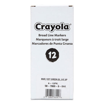 Broad Line Washable Markers, Broad Bullet Tip, Green, 12/Box