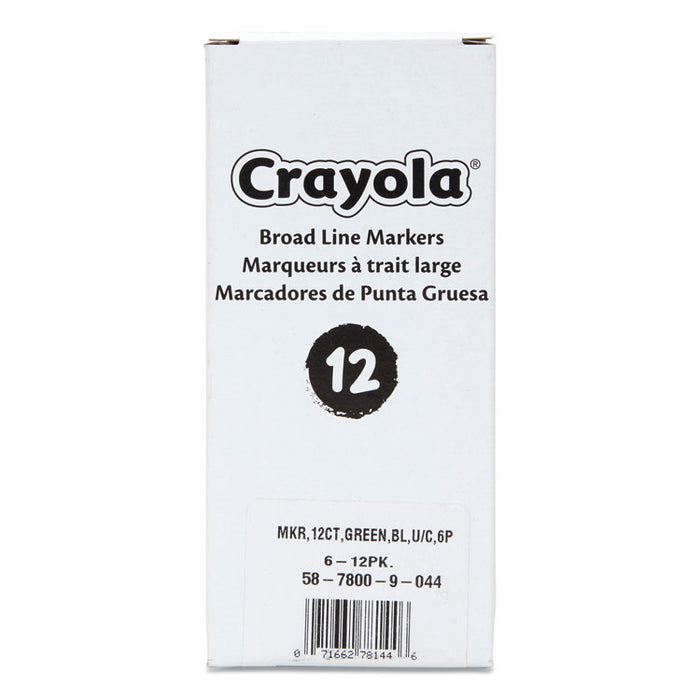 Broad Line Washable Markers, Broad Bullet Tip, Green, 12/Box