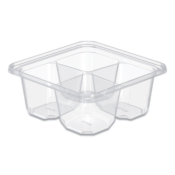 TamperGuard Snack Boxes, 4 Compartments, 6.3 x 6.3 x 2.6, Clear, Plastic, 300/Carton