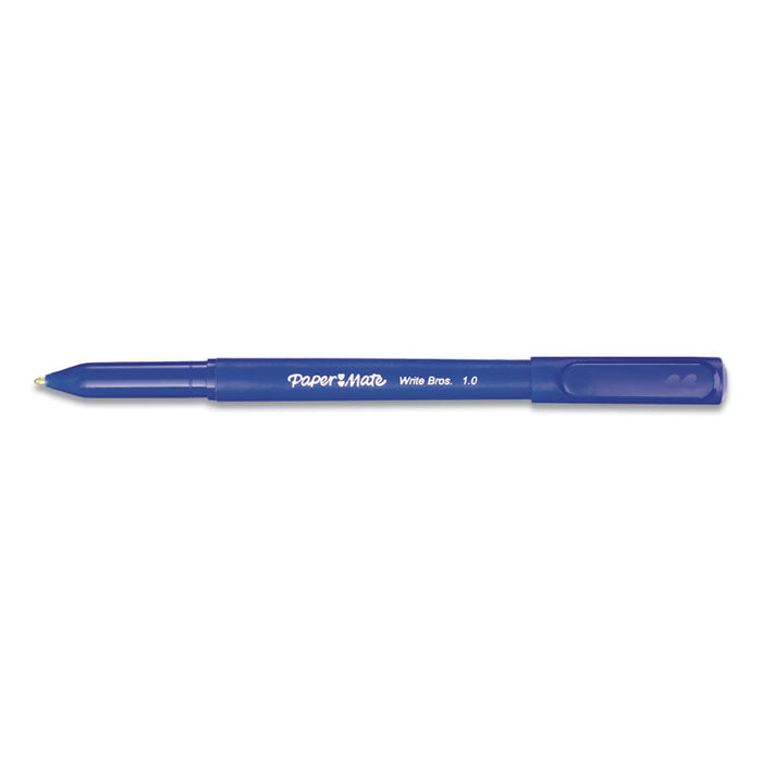 Write Bros. Ballpoint Pen, Stick, Medium 1 mm, Blue Ink, Blue Barrel, Dozen