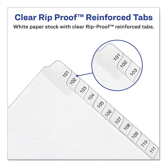 Preprinted Legal Exhibit Side Tab Index Dividers, Allstate Style, 25-Tab, 101 to 125, 11 x 8.5, White, 1 Set, (1705)