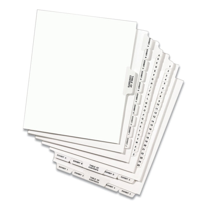 Preprinted Legal Exhibit Bottom Tab Index Dividers, Avery Style, 27-Tab, Exhibit A to Exhibit Z, 11 x 8.5, White, 1 Set
