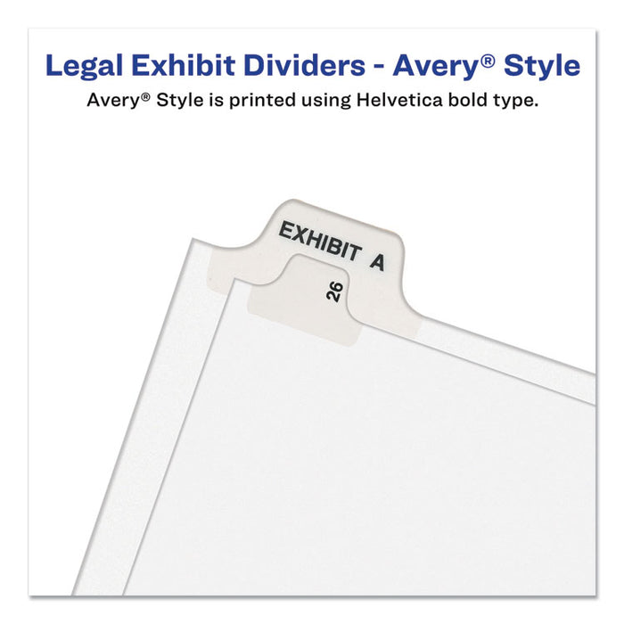 Preprinted Legal Exhibit Side Tab Index Dividers, Avery Style, 26-Tab, E, 11 x 8.5, White, 25/Pack, (1405)