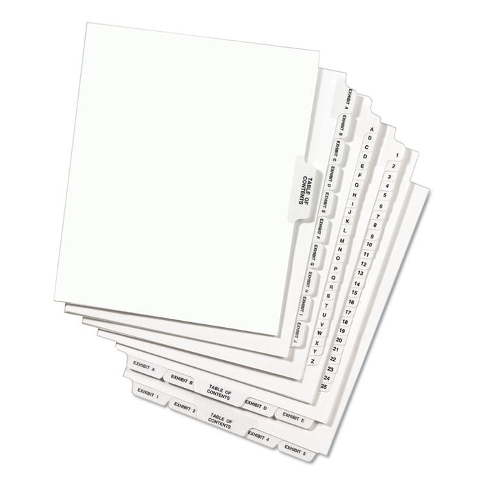 Preprinted Legal Exhibit Side Tab Index Dividers, Avery Style, 26-Tab, D, 11 x 8.5, White, 25/Pack, (1404)