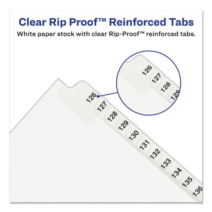 Preprinted Legal Exhibit Side Tab Index Dividers, Avery Style, 25-Tab, 51 to 75, 11 x 8.5, White, 1 Set, (1332)