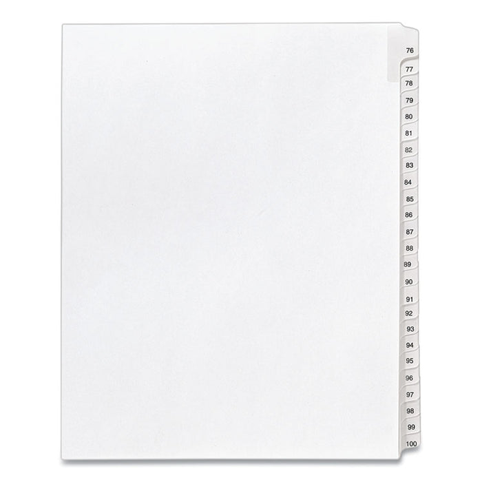 Preprinted Legal Exhibit Side Tab Index Dividers, Allstate Style, 25-Tab, 76 to 100, 11 x 8.5, White, 1 Set, (1704)