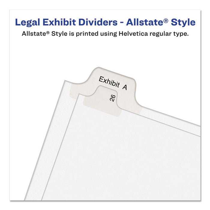 Preprinted Legal Exhibit Side Tab Index Dividers, Allstate Style, 10-Tab, 3, 11 x 8.5, White, 25/Pack