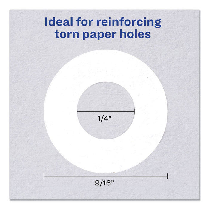 Dispenser Pack Hole Reinforcements, 0.25" Dia, White, 200/Pack, (5729)