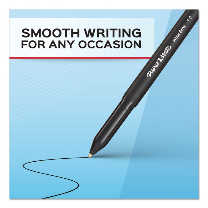 Write Bros. Ballpoint Pen, Stick, Medium 1 mm, Blue Ink, Blue Barrel, Dozen