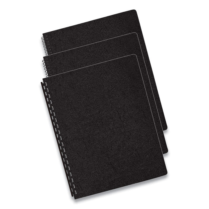Executive Leather-Like Presentation Cover, Plastic, Round Corners, 11.25 x 8.75, Black, 50/Pack