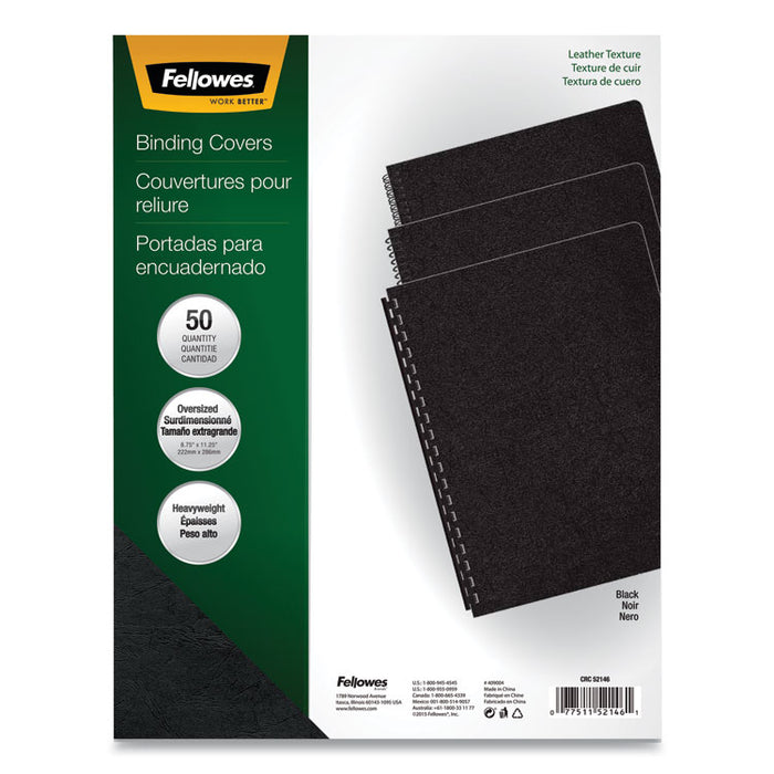 Executive Leather-Like Presentation Cover, Plastic, Round Corners, 11.25 x 8.75, Black, 50/Pack