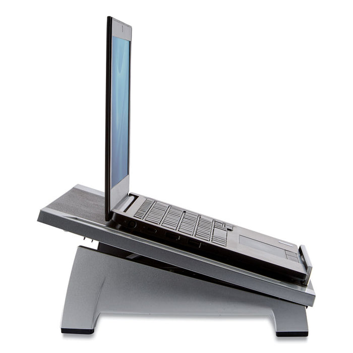 Office Suites Laptop Riser, 15.13" x 11.38" x 4.5" to 6.5", Black/Silver, Supports 10 lbs