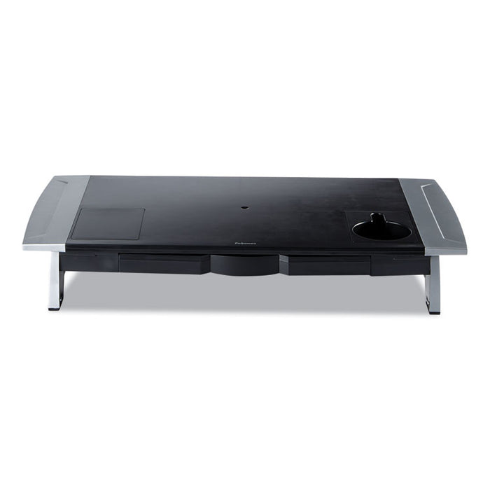 Office Suites Premium Monitor Riser, 27" x 14" x 4" to 6.5", Black/Silver