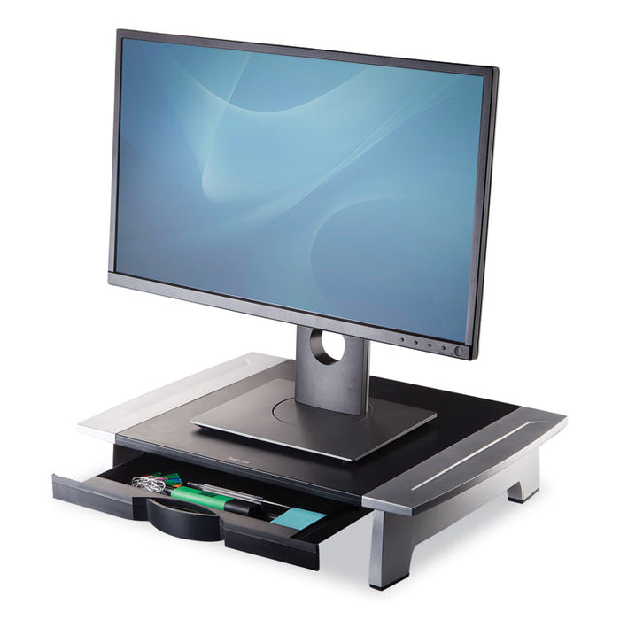 Office Suites Standard Monitor Riser, For 21" Monitors, 19.78" x 14.06" x 4" to 6.5", Black/Silver, Supports 80 lbs