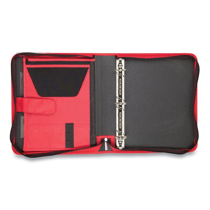 Tech Zipper Binder, 3 Rings, 1.5" Capacity, 11 x 8.5, Red/Black Accents