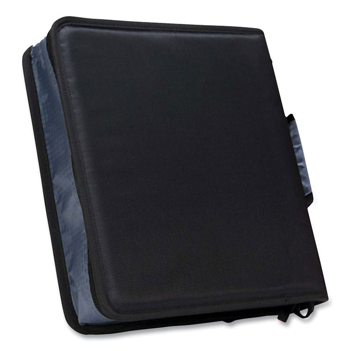 Classic Zipper Binder, 3 Rings, 2" Capacity, 11 x 8.5, Black/Gray Accents