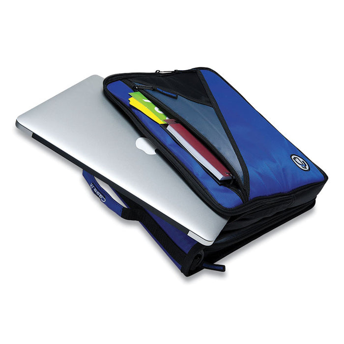 Universal Zipper Binder, 3 Rings, 2" Capacity, 11 x 8.5, Blue/Gray Accents