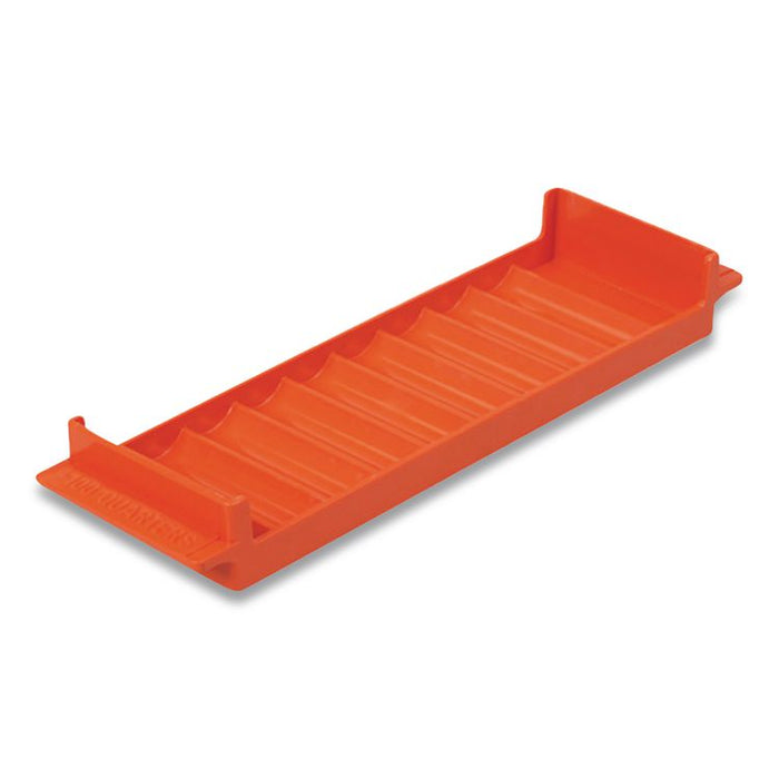 Stackable Plastic Coin Tray, Accommodates $100 in Quarters, 3.75" x 11.5" x 1.5", Orange