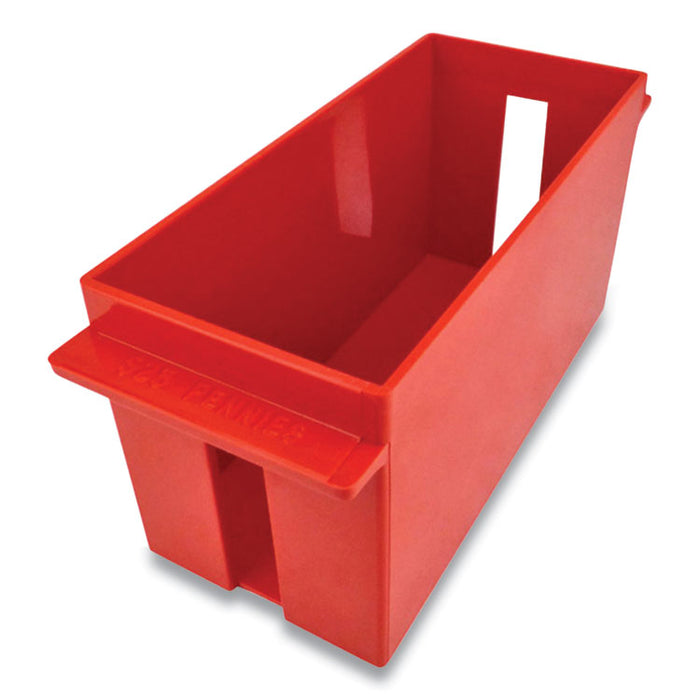Extra-Capacity Coin Tray, Accommodates $25 in Pennies, 10.5" x 4.75" x 5", Red