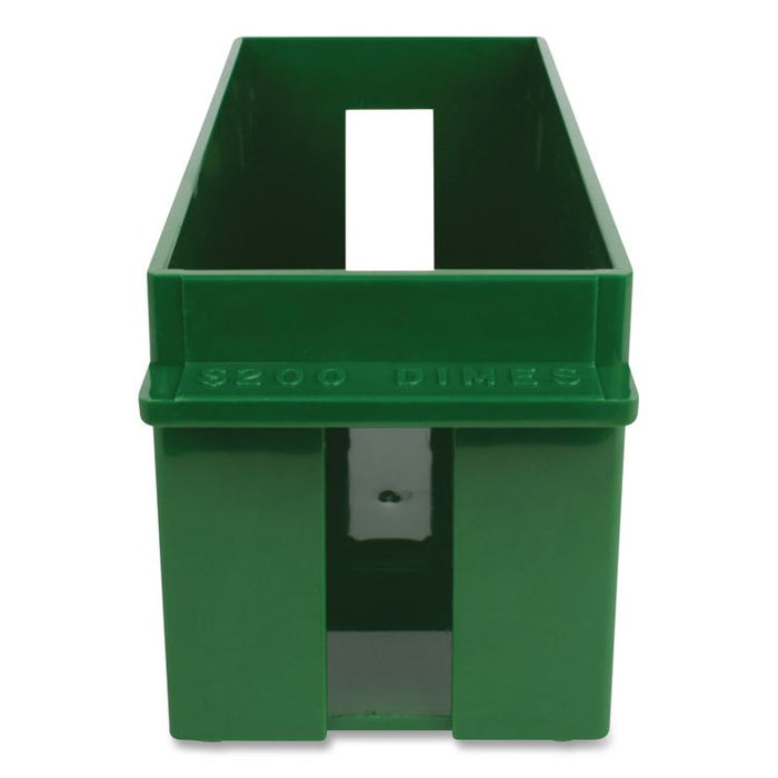 Extra-Capacity Coin Tray, Accommodates $200 in Dimes, 10.5" x 4.75" x 5", Green