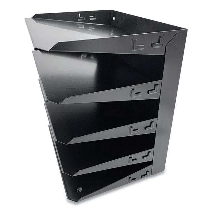 Steel Horizontal File Organizer, 5 Sections, Letter Size Files, 8.75 x 12 x 12, Black