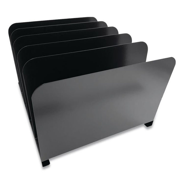 Steel Vertical File Organizer, 5 Sections, Letter Size Files, 11 x 12.5 x 7.75, Black