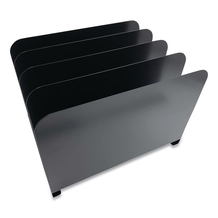 Steel Vertical File Organizer, 4 Sections, Letter Size Files, 11 x 11 x 7.75, Black