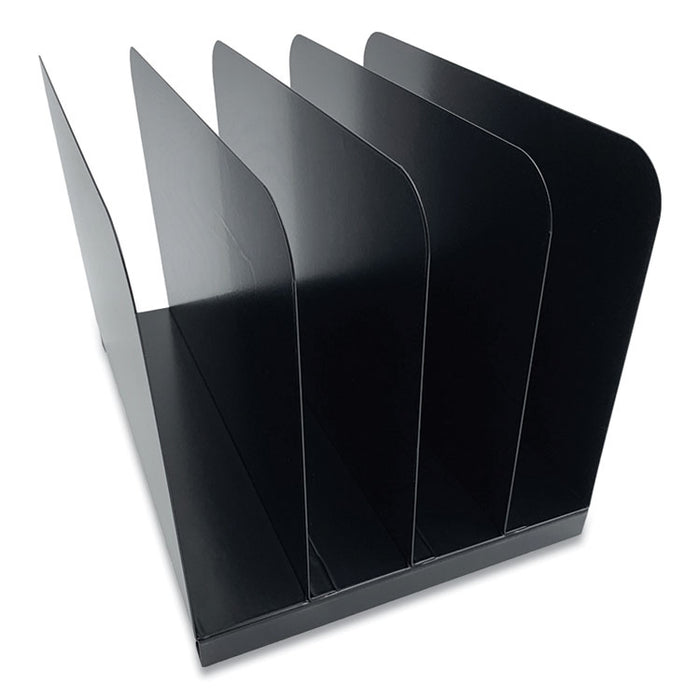 Steel Vertical File Organizer, 4 Sections, Letter Size Files, 11 x 11 x 7.75, Black