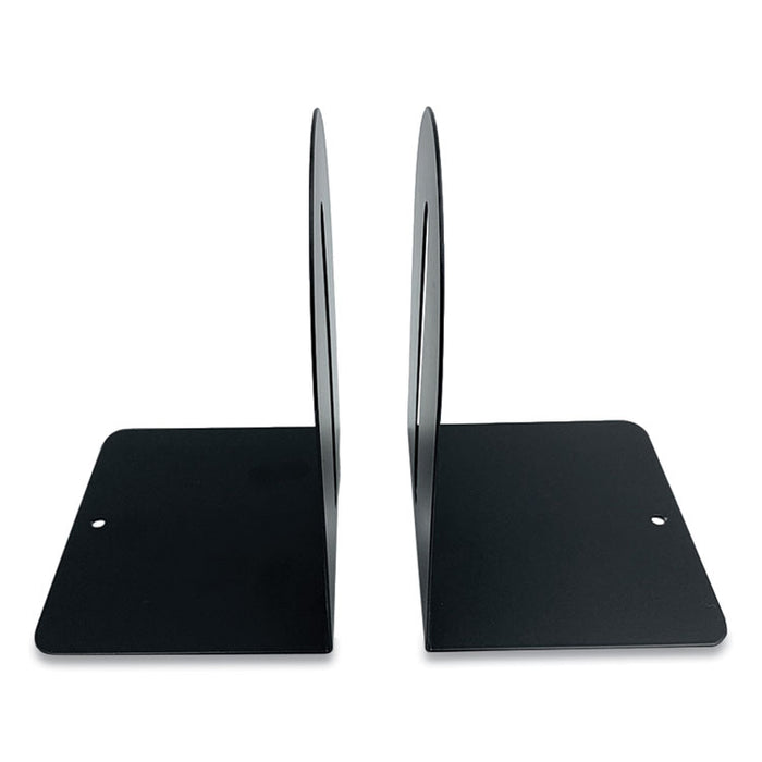 Steel Bookends, Fashion Style, Nonskid Base, 5.5 x 4.75 x 7.25, Black, Pair