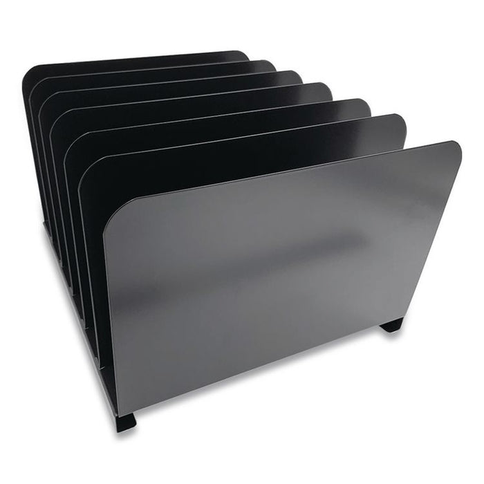 Steel Vertical File Organizer, 6 Sections, Letter Size Files, 11 x 12 x 8, Black