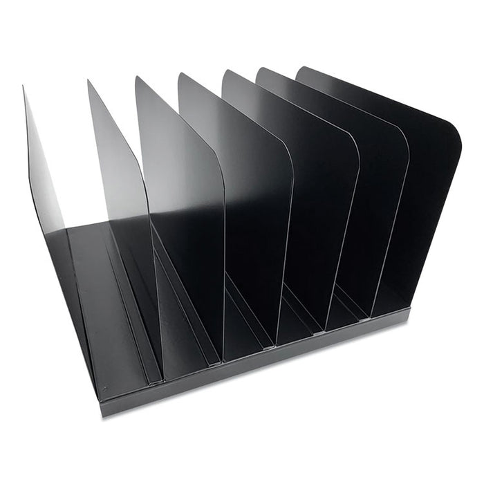 Steel Vertical File Organizer, 6 Sections, Letter Size Files, 11 x 12 x 8, Black