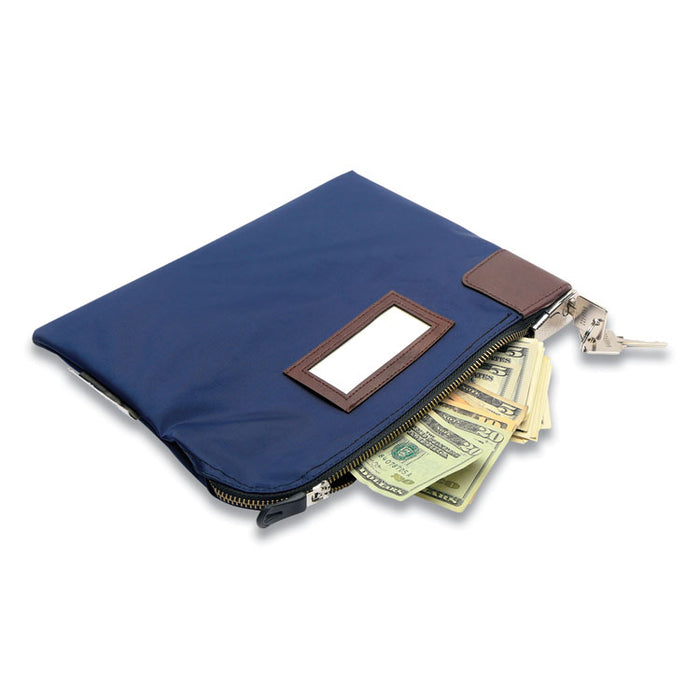 Key Lock Deposit Bag with Locking Zipper, Vinyl, 11.2" x 1.2" x 8.7", Navy Blue