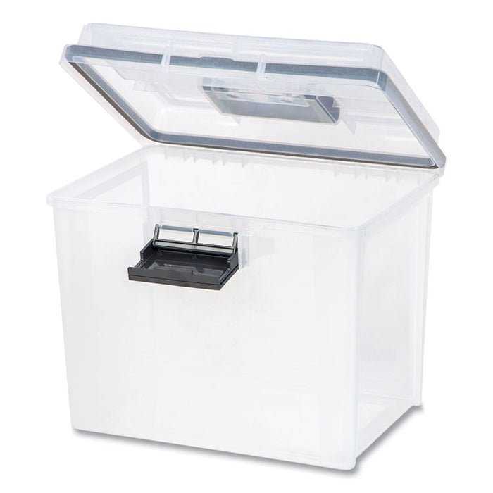 WEATHERTIGHT Portable File Box, Letter Files, 13.7 x 10.4 x 11.8, Clear/Gray Accents