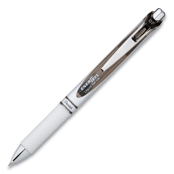 EnerGel Pearl Deluxe RTX Gel Pen, Retractable, Medium 0.7 mm, Black Ink, Pearl White/Smoke Barrel, 3/Pack