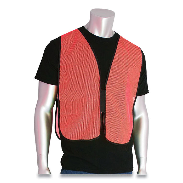 Hook and Loop Safety Vest, Polyester Mesh, One Size Fits Most, Hi-Viz Orange