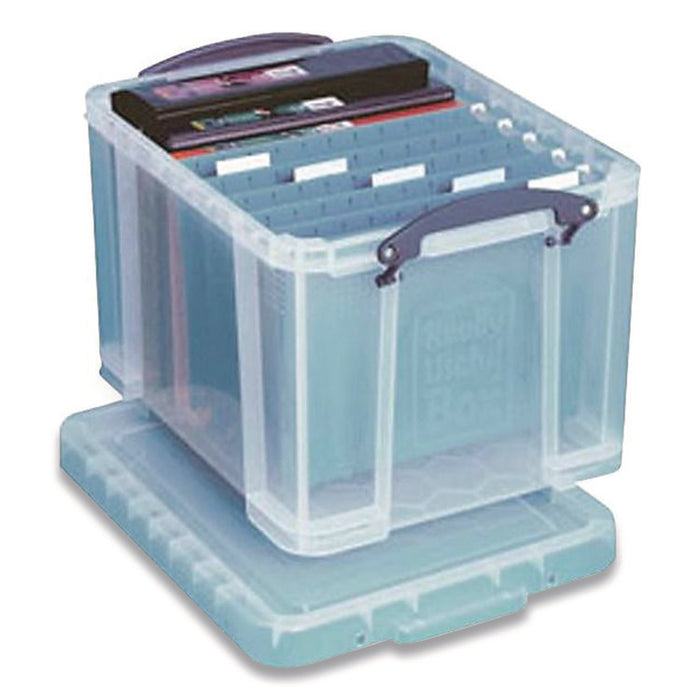 Stackable File Box, Legal Files, 14.5 x 18.5 x 12.75, Clear/Blue Accents