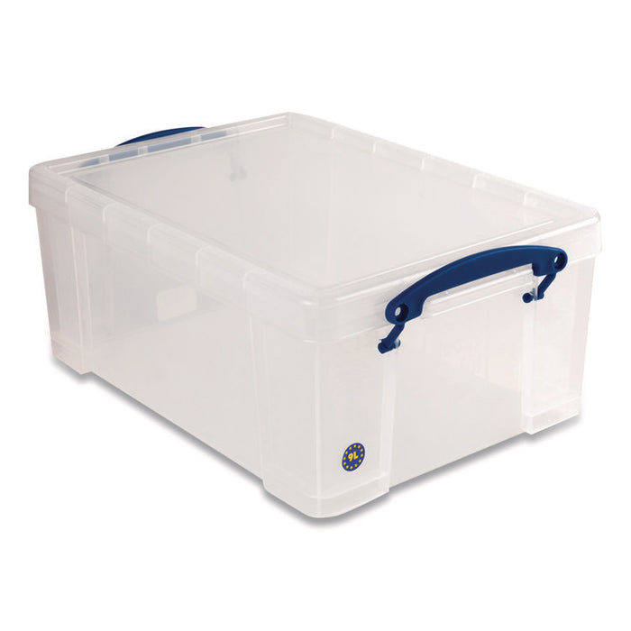 Snap-Lid Storage Bin, 2.37 gal, 10.25" x 14.5" x 6.25", Clear/Blue, 4/Pack