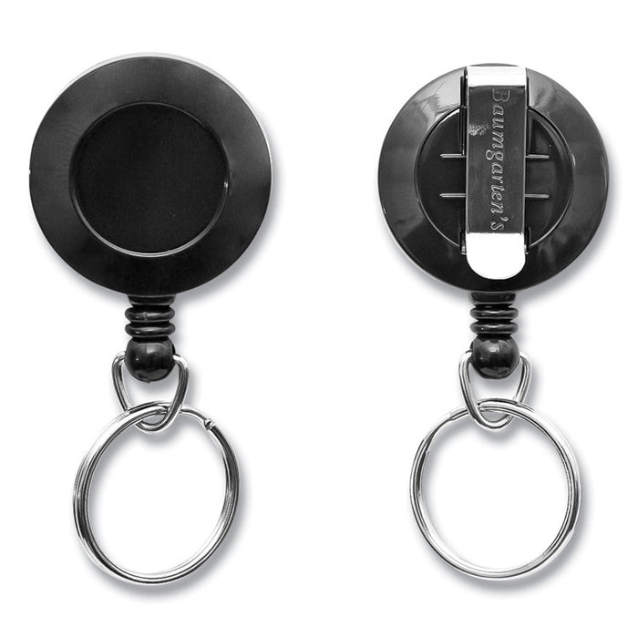 ID Slide-Style Belt Clip Card Reels, 30" Extension, Round, Black
