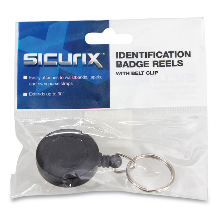 ID Slide-Style Belt Clip Card Reels, 30" Extension, Round, Black