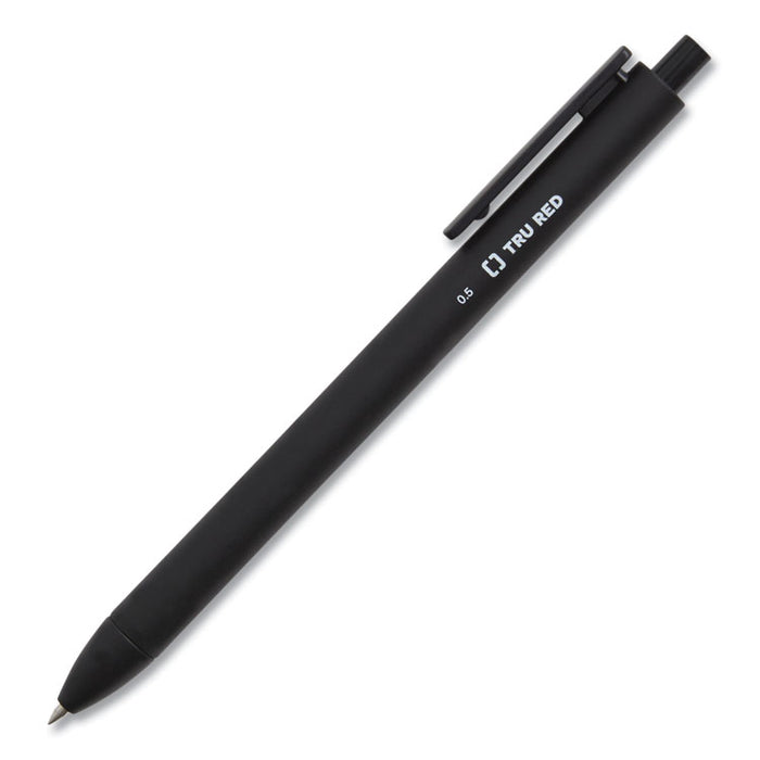Quick Dry Gel Pen, Retractable, Fine 0.5 mm, Black Ink, Black Barrel, 5/Pack