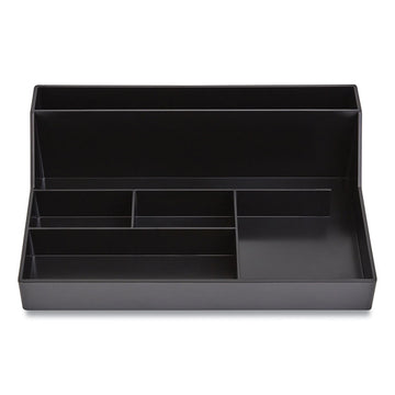 Plastic Desktop Organizer, 6 Compartments, 6.81 x 9.84 x 2.75, Black
