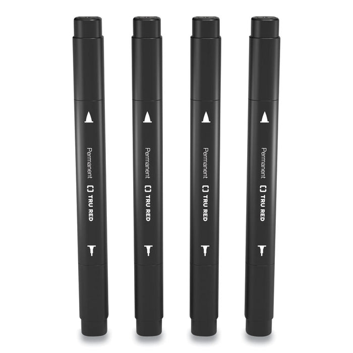 Permanent Marker, Pen-Style Twin-Tip, Extra-Fine/Fine Bullet/Needle Tips, Black, Dozen