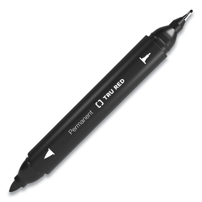 Permanent Marker, Pen-Style Twin-Tip, Extra-Fine/Fine Bullet/Needle Tips, Black, 4/Pack