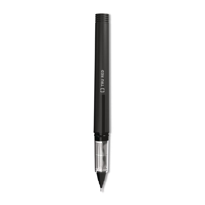 Rollerball Pen, Stick, Fine 0.5mm, Black Ink, Black/Clear Barrel, Dozen