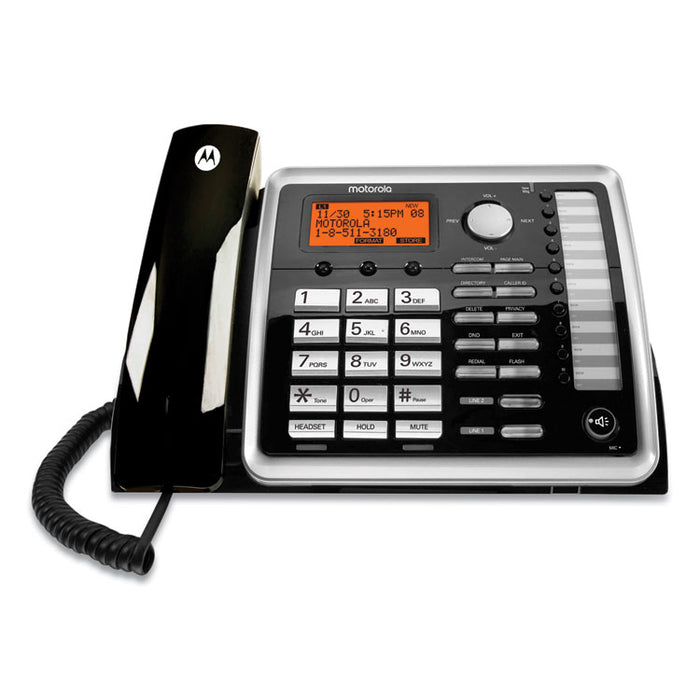 ViSYS 25260 Two-Line Corded Wireless Speakerphone, Black/Silver