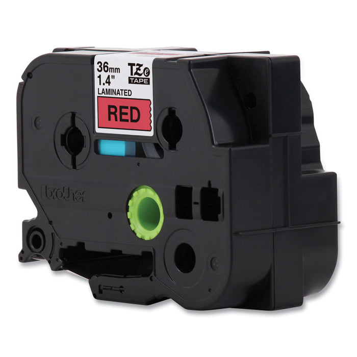 TZe Standard Adhesive Laminated Labeling Tape, 1.4" x 26.2 ft, Black on Red
